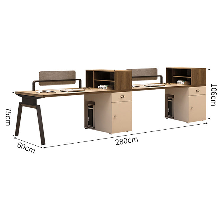 PCデスク 作業机 事務机 木製オフィスデスク パーティション サイドキャビネット エコ板材 オフィスデスク エレガント 木目調 SL-BGZ-044
