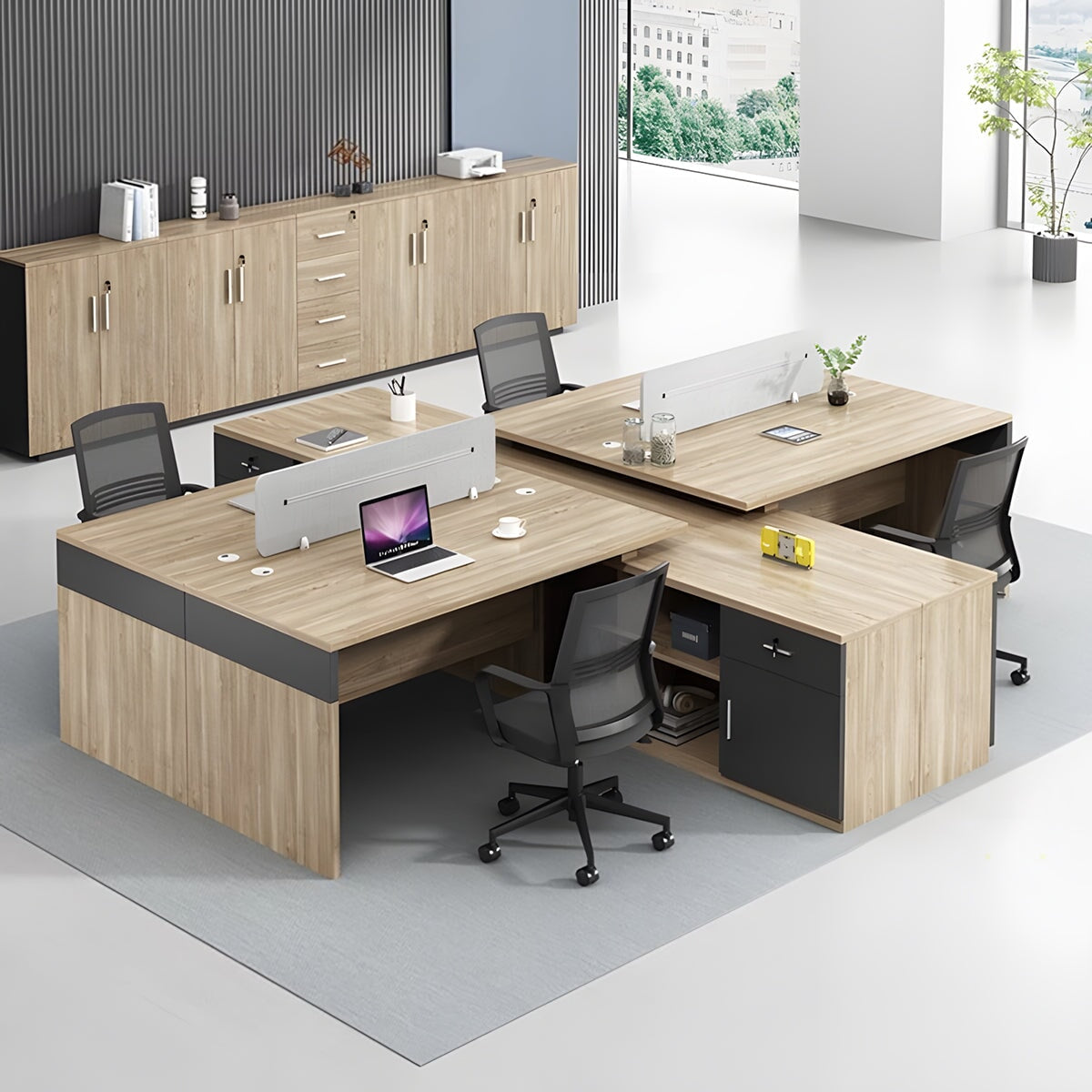 エコ板材 サイドキャビネット 分類収納 錠付き ダブル配線孔 デスクトップパネル 組み合わせ可能 デスク オフィスデスク 穏やか 機能的 カスタマイズ可能 BGZ-C088