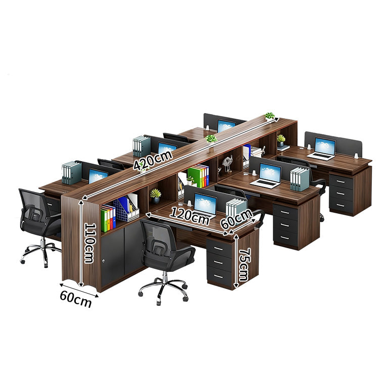 事務机 高級オフィスデスク 大容量収納 収納付きデスク パーティション サイドキャビネット キーボードトレイ エコ板材 配線穴 オフィスデスク SL-BGZ-017