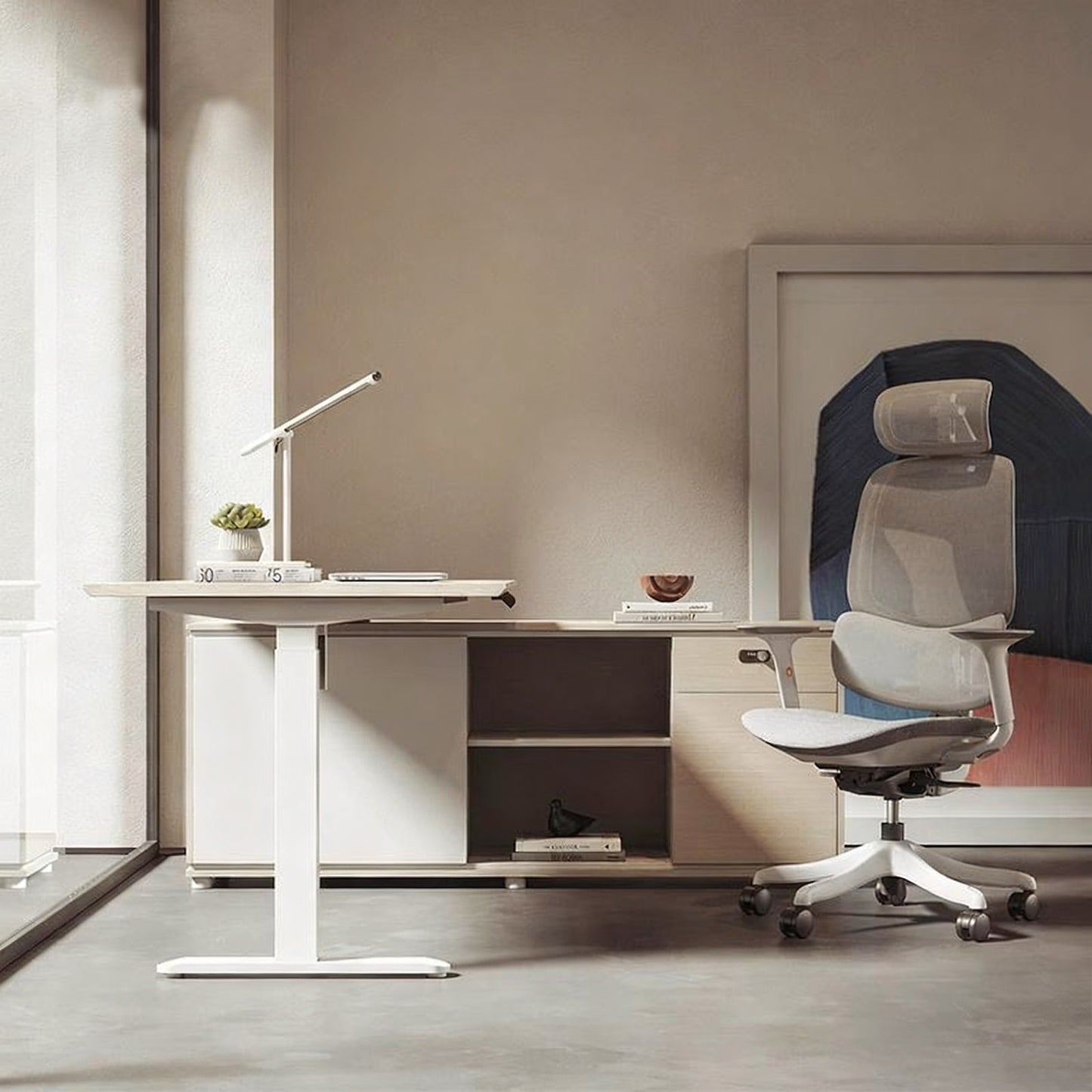 昇降デス 作業デスク 電動昇降デスク オフィスデスク 高さ調節 キャビネット 機能性 カーボンスチール BGZ-C104