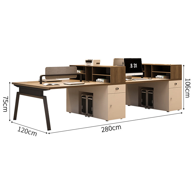 PCデスク 作業机 事務机 木製オフィスデスク パーティション サイドキャビネット エコ板材 オフィスデスク エレガント 木目調 SL-BGZ-044