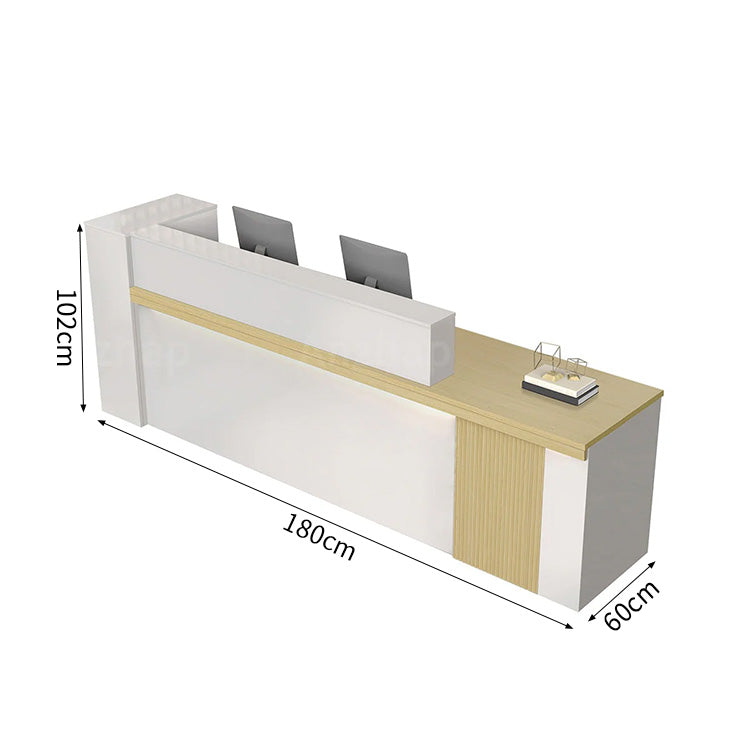 受付カウンター モダン ミニマル 広々 オープンシェルフ 多段構造 鍵付き 高級感 大理石調 JDT-2217