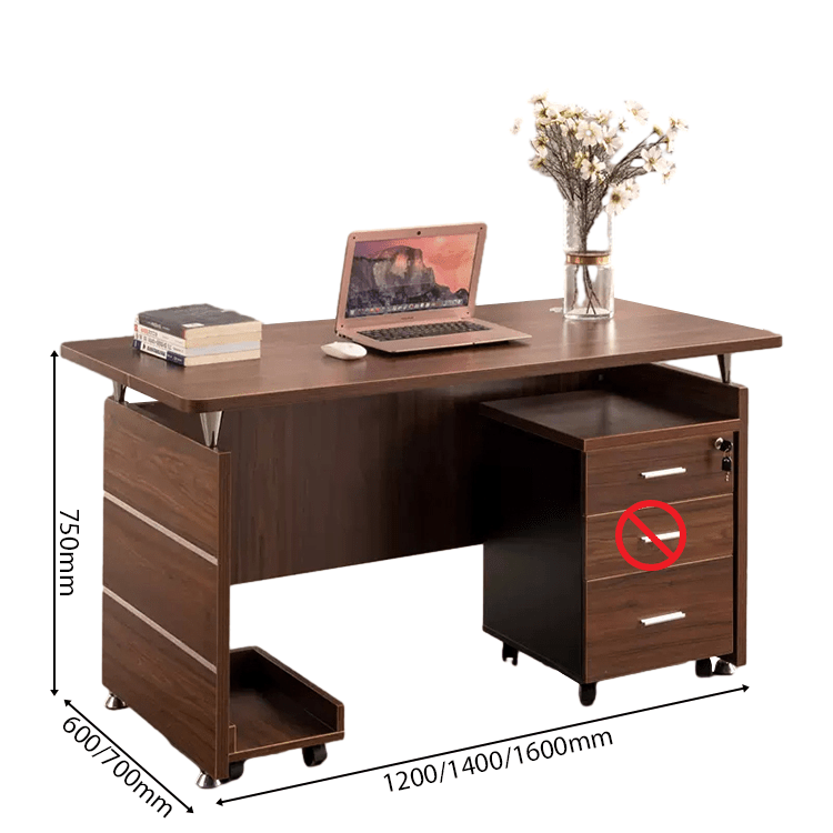 オフィスデスク 事務用デスク 学習机 ワークデスク キーボードトレイ付き ファイルワゴン キャスター付き ㍶収納 引き出し付き 木目調 カスタマイズ可能 BGZ-C023 CHICKAGU