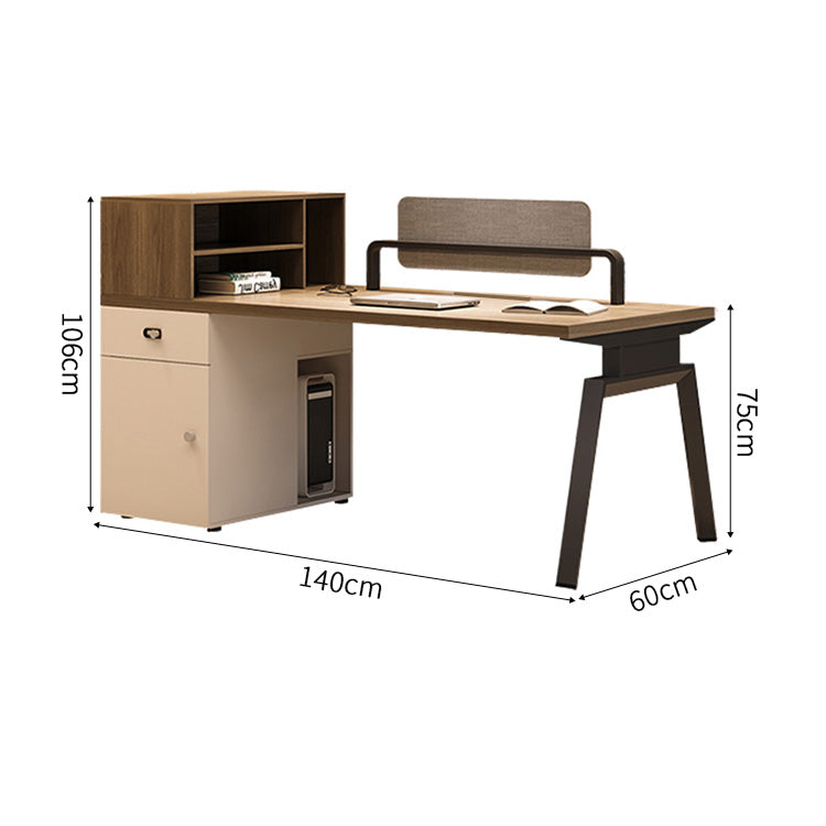 PCデスク 作業机 事務机 木製オフィスデスク パーティション サイドキャビネット エコ板材 オフィスデスク エレガント 木目調 SL-BGZ-044