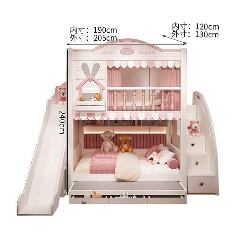 二段ベッド 子供用ベッド 収納付きベッド 木製ベッド 全周式安全柵 寝返り防止ガード 高い安全柵 子供部屋用 ホワイト シンプル SCC-S071