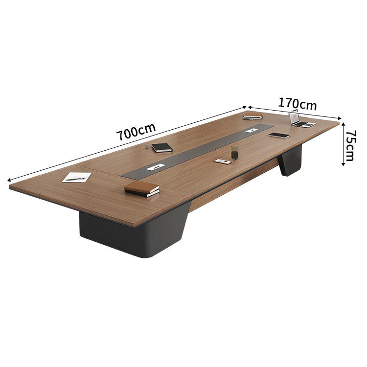 事務机 木目調 オフィスデスク ミーティングテーブル 大型会議テーブル 厚さ 広さ 配線ボックス 高級感 ゆったり SL-HYZ-036