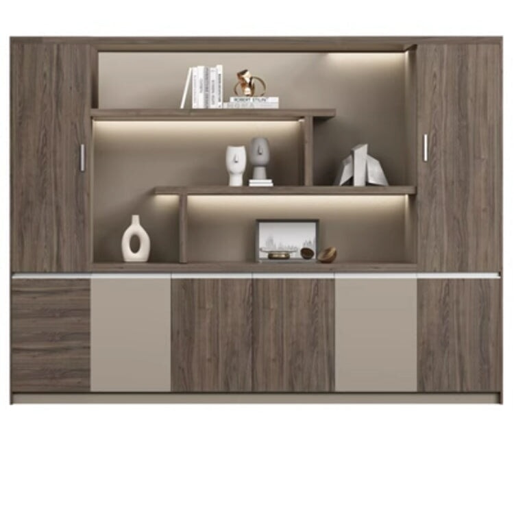 本棚 木製書庫 キャビネット 収納棚 オフィス家具 事務所 木製 収納 木目調 おしゃれ ウォールナット グレー ナチュラル カスタマイズ可能 CWG-039  CHICKAGU