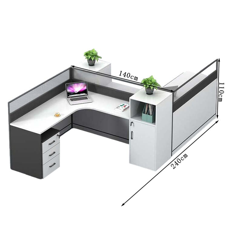 オフィスデスク ワークデスク 事務用デスク パソコンデスク デスク トップパネル サイドキャビネット 大容量収納 ホワイト カスタマイズ可能 BGZ-209 - kaguyasu