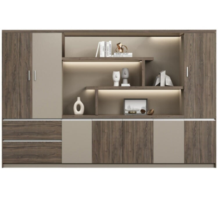 本棚 木製書庫 キャビネット 収納棚 オフィス家具 事務所 木製 収納 木目調 おしゃれ ウォールナット グレー ナチュラル カスタマイズ可能 CWG-039  CHICKAGU