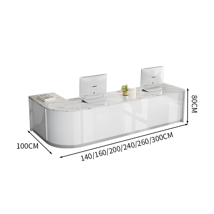 受付カウンター カウンター 受付台 オフィス受付 エントランス受付 モダン 引き出し 収納 光沢のある カグヤス受付カウンター 受付台 オフィス受付 エントランス受付 鍵付き引き出し キーボードトレイ キャビネット ホワイト カスタマイズ可能 JDT-071