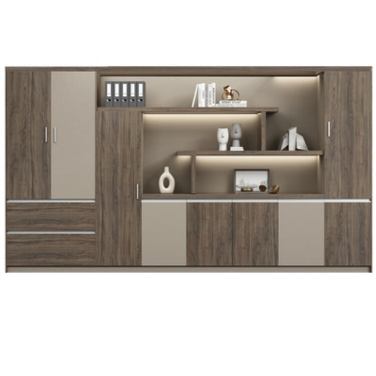 本棚 木製書庫 キャビネット 収納棚 オフィス家具 事務所 木製 収納 木目調 おしゃれ ウォールナット グレー ナチュラル カスタマイズ可能 CWG-039  CHICKAGU