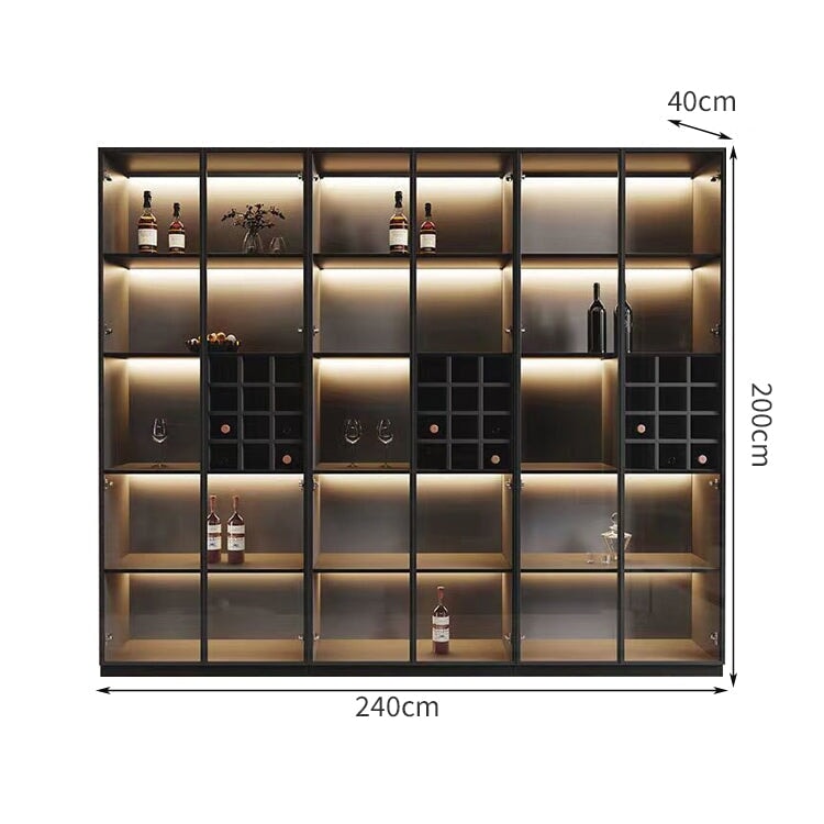 ワイン棚 ワイン収納  LEDライト キッチン収納 リビング収納 木製棚 収納棚 ワインラック オシャレ ブラック カスタマイズ可能 SNG-015 chickagu