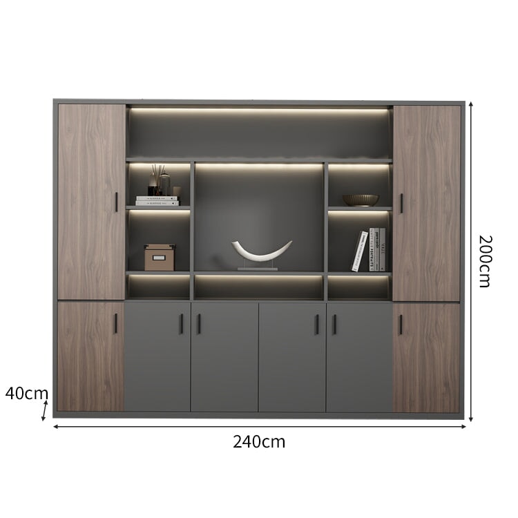 大容量 多段式 分類収納 オープン収納 扉付き 取っ手 台輪 安定性 キャビネット 収納棚 オフィス用 木目調 バイカラー 落ち着き 穏やか カスタマイズ可能 CWG-C023 chickagu