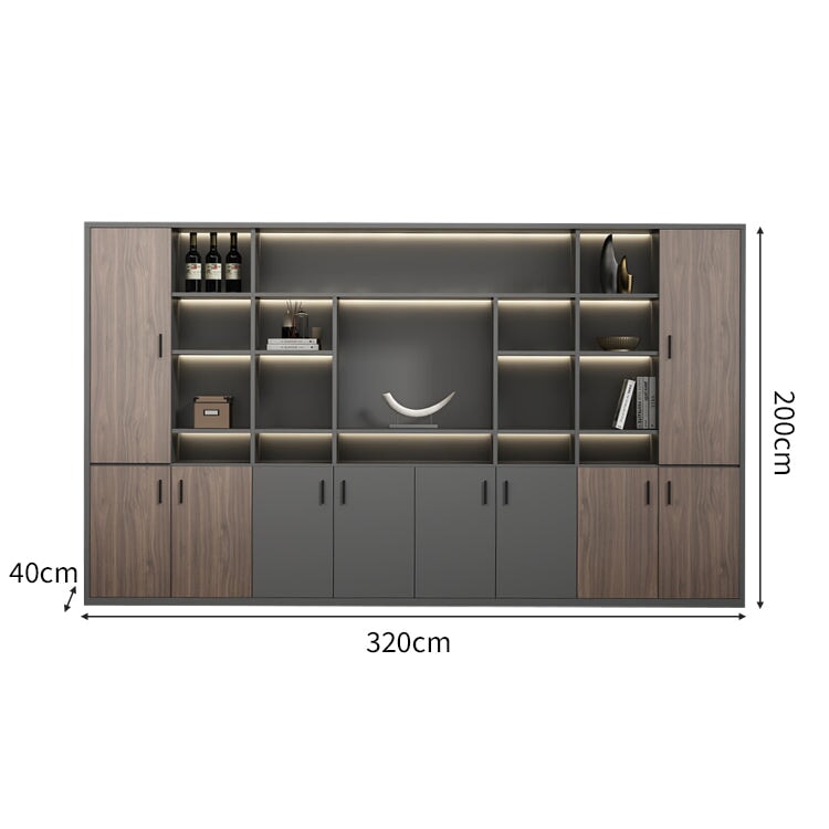 大容量 多段式 分類収納 オープン収納 扉付き 取っ手 台輪 安定性 キャビネット 収納棚 オフィス用 木目調 バイカラー 落ち着き 穏やか カスタマイズ可能 CWG-C023 chickagu