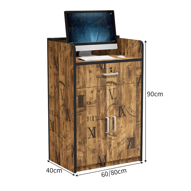 角丸加工 引き出し 扉付き収納 鍵付き 受付カウンター 受付 カウンター 受付台 エントランス エコ板材 ハイカウンター コンパクト レトロ おしゃれ JDT-C062 chickagu