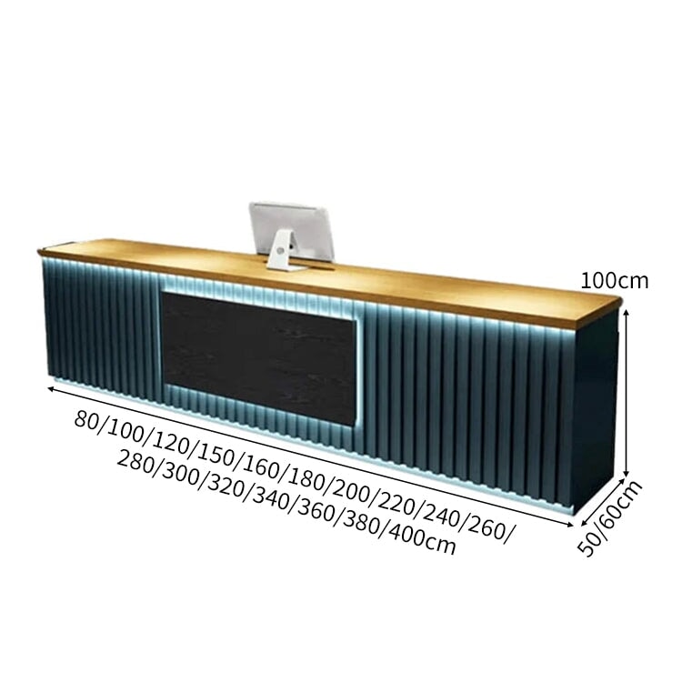 LEDライト付き 大容量収納 鍵付き引き出し 受付カウンター バーカウンター 受付台 カウンターテーブル L型 おしゃれ ブルー カスタマイズ可能 JDT-C029 chickagu