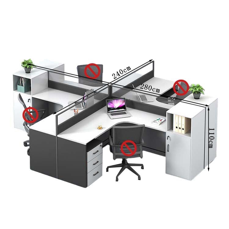 オフィスデスク ワークデスク 事務用デスク パソコンデスク デスク トップパネル サイドキャビネット 大容量収納 ホワイト カスタマイズ可能 BGZ-209 - kaguyasu