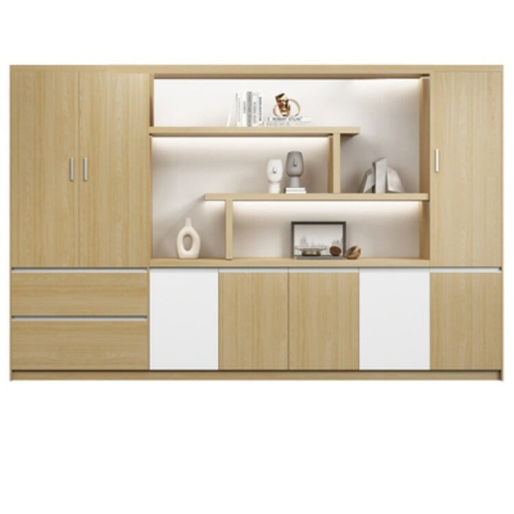 本棚 木製書庫 キャビネット 収納棚 オフィス家具 事務所 木製 収納 木目調 おしゃれ ウォールナット グレー ナチュラル カスタマイズ可能 CWG-039  CHICKAGU