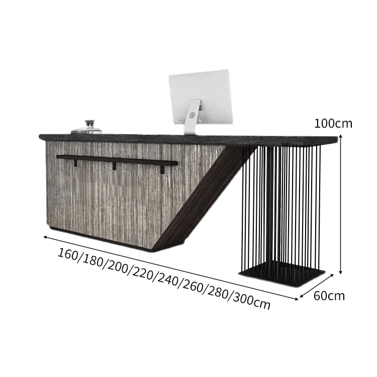 鍵付き引き出し 大容量収納 アイアン脚 受付カウンター 受付台 オフィス受付 エントランス受付 店舗用 事務所 グレー カスタマイズ可能 JDT-C045 chickagu