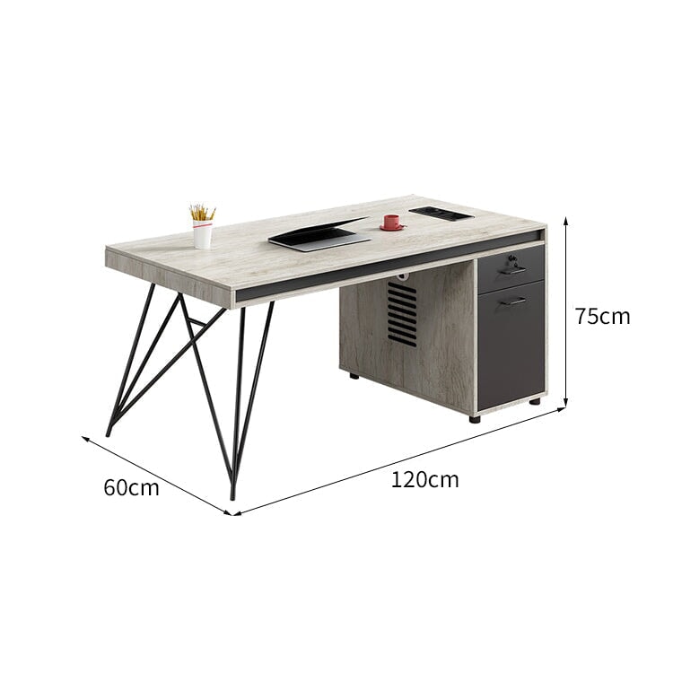 分厚い天板 広い卓上スペース キャビネット 引き出し PC収納 通気孔 デスク オフィスデスク 作業デスク 洗練 シンプル 落ち着き カスタマイズ可能 BGZ-C078 chickagu