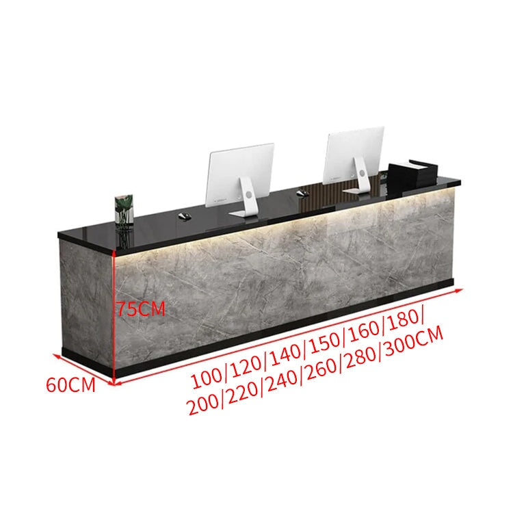 木製受付カウンター レセプションデスク レジカウンター 受付カウンター エントランス受付 業務用 会社用 キーボードトレイ付き 広い天板 高級感 chickagu