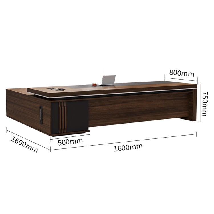 エグゼクティブ ワークデスク 役員デスク オフィスデスク コンセント サイドキャビネット 大容量 ダイヤル錠 通気孔 幕板 格調 上質 ウォールナット カスタマイズ可能 LBZ-C159  chickagu