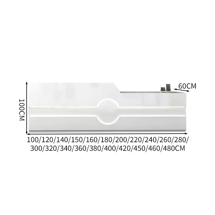 受付カウンター フロント レジカウンター カウンター LEDライト 配線穴 キーボードトレイ 引き出し 袖机 マーブル模様 カスタマイズ可能 JDT-K-112