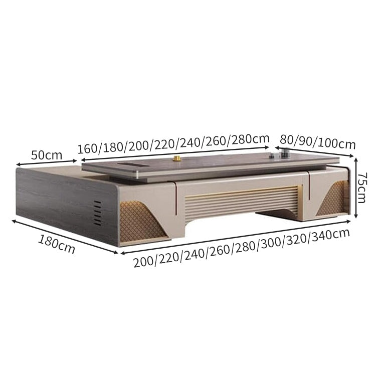 エコ板材 分厚い キャビネット二つ 大容量 通気孔 配線ボックス 幕板 デスク エグゼクティブ 執務デスク 上質 機能性 使い勝手 格調 カスタマイズ可能 LBZ-C027 chickagu