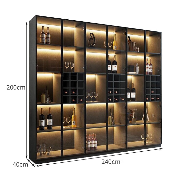 ワイン棚 ワイン収納  LEDライト キッチン収納 リビング収納 木製棚 収納棚 ワインラック オシャレ ブラック カスタマイズ可能 SNG-015 chickagu