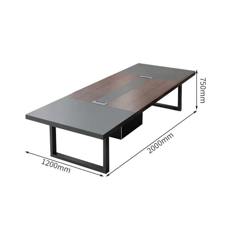 エコ板材 分厚い天板 配線ボックス スチールフレーム 安定性 テーブル 会議テーブル ミーティング 木目調 落ち着き 重厚感 カスタマイズ可能 HYZ-C068 chickagu