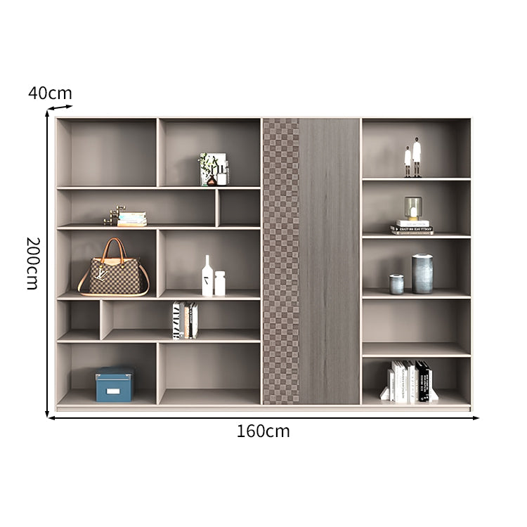多段式 オープン収納 扉付き エコ板材 高密度 耐久性 収納キャビネット 棚 収納ラック 落ち着き エレガント 上品 カスタマイズ可能 CWG-C026