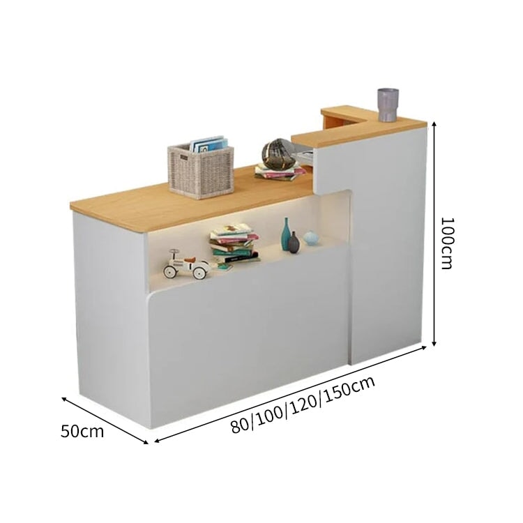 会社用 業務用 収納機能 角丸 木製受付カウンター レセプションデスク レジカウンター 受付カウンター エントランス受付 シンプル ホワイト カスタマイズ可能 JDT-C014 chickagu