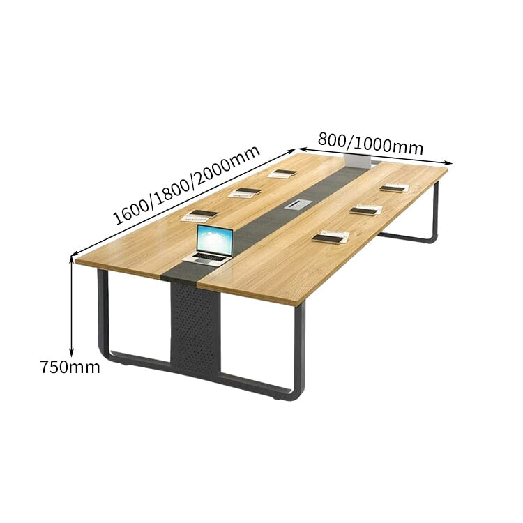 長方形タイプ 配線ボックス付き スラント脚付き シンプル 事務机 会議テーブル 商談テーブル ミーティング用テーブル 会社用 事務所用 ホワイト カスタマイズ可能 HYZ-C046