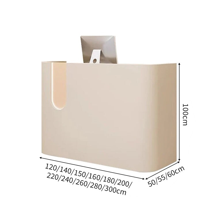 木製受付カウンター レセプションデスク レジカウンター 受付カウンター エントランス受付 業務用 会社用 収納機能 ロゴ入れ可能 シンプル ホワイト カスタマイズ CHICKAGU