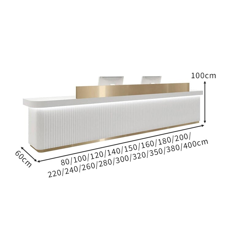 ステンレス鋼 LEDライト付き モダン 受付カウンター 受付台 レジカウンター カウンターテーブル カウンター シンプル ホワイト カスタマイズ可能 JDT-C051 chickagu