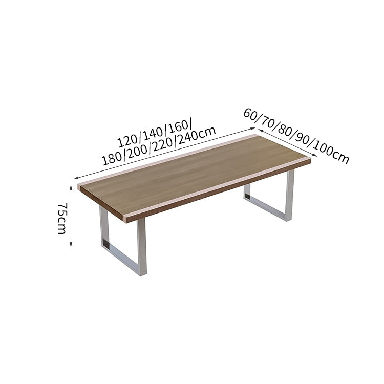 分厚い天板 炭素鋼フレーム 頑丈 木目調 重厚感 テーブル 会議テーブル オフィス家具 インテリア ミニマル モダン カスタマイズ可能  HYZ-C040