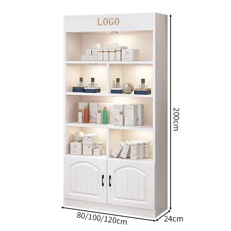 ライト付き 大容量 多段式 厚い棚板 仕切り 取っ手 蝶番 キャビネット 収納キャビネット 収納棚 実用的 シンプル ホワイト カスタマイズ可能 SNG-C030 chickagu