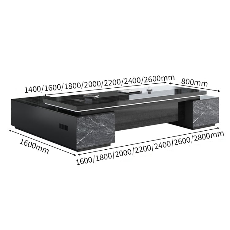 収納棚 ㍶収納 マーブル模様 配線穴ボークス エグゼクティブデスク 役員デスク オフィスデスク パソコンデスク ブラック カスタマイズ可能 LBZ-C122 chickagu