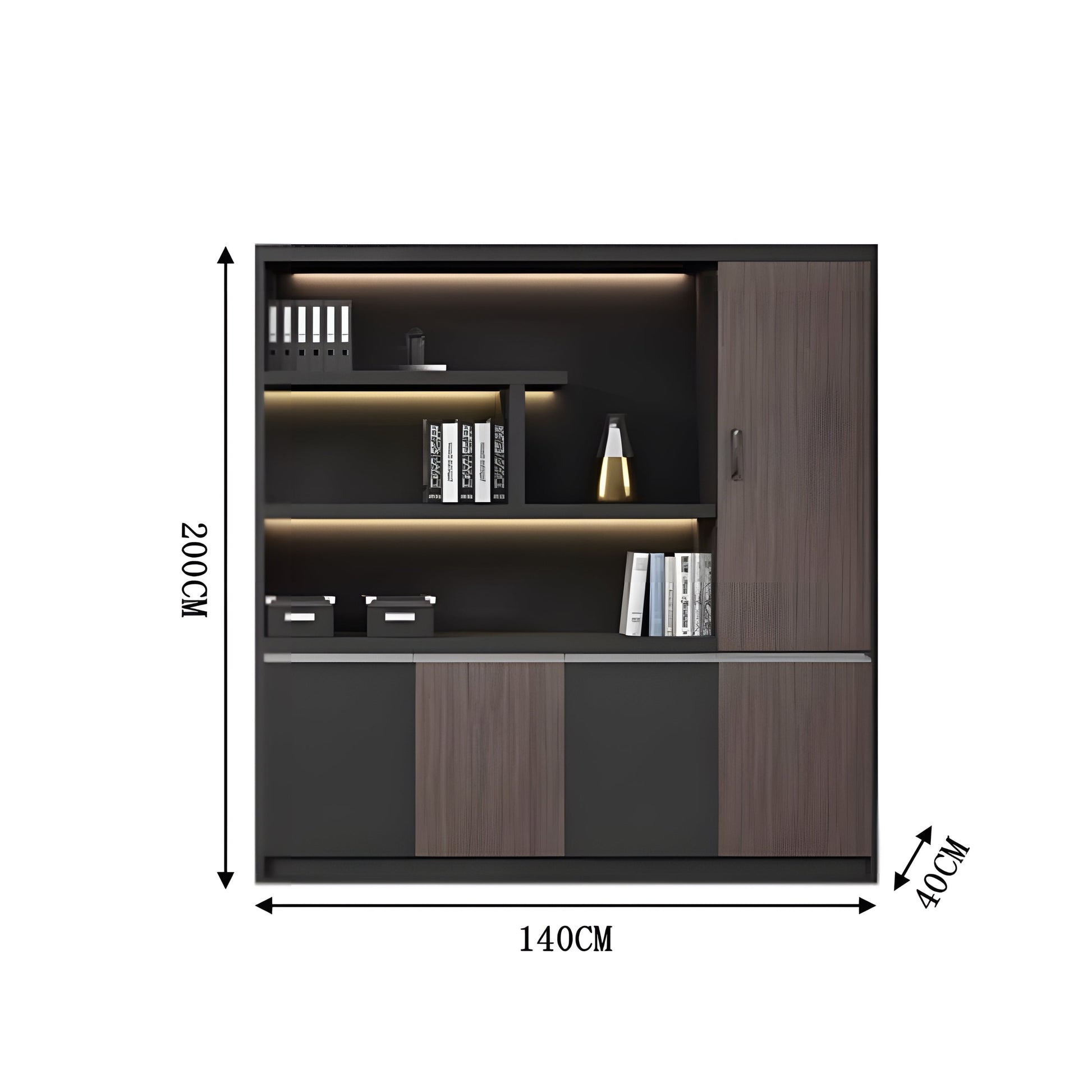 本棚 木製書庫 キャビネット 収納棚 オフィス家具 事務所 木製 収納 木目調 おしゃれ ウォールナット グレー ナチュラル カスタマイズ可能 CWG-039  CHICKAGU