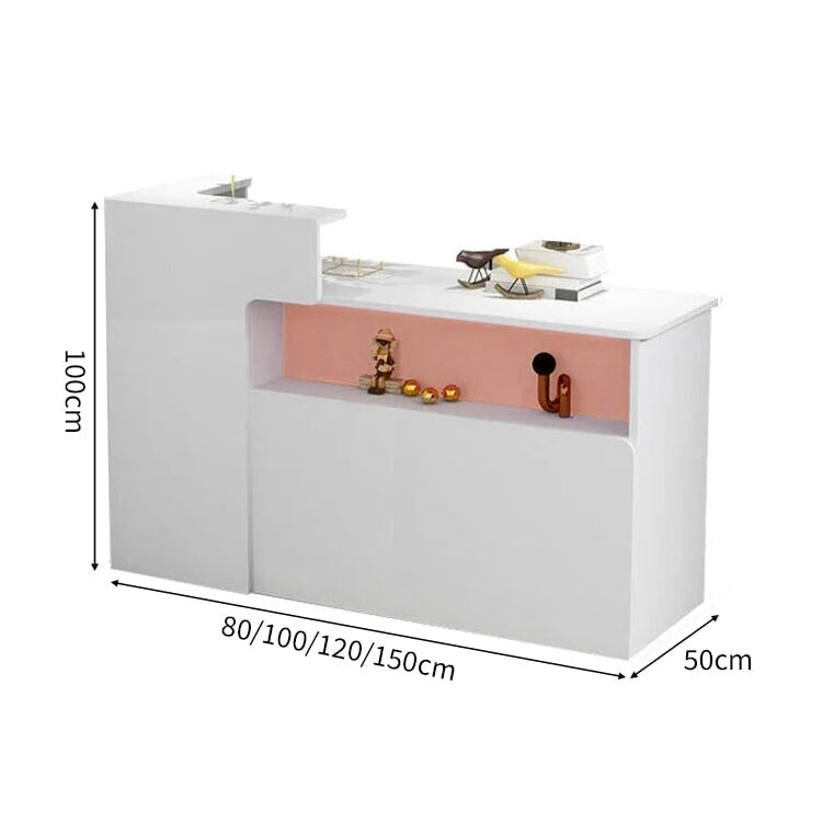 会社用 業務用 収納機能 角丸 木製受付カウンター レセプションデスク レジカウンター 受付カウンター エントランス受付 シンプル ホワイト カスタマイズ可能 JDT-C014