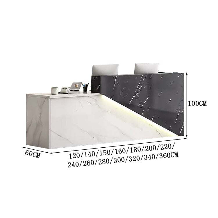 受付台 受付カウンター ハイカウンター マーブル模様 エコ素材 鍵付き引き出し 配線孔付き バイカラー  シック カスタマイズ可能 JDT-A407  chickagu