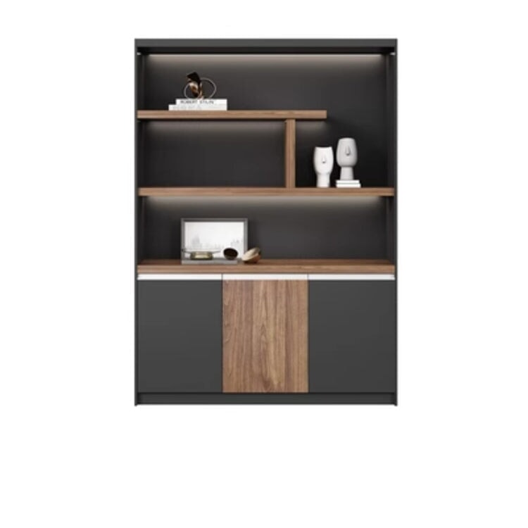 本棚 木製書庫 キャビネット 収納棚 オフィス家具 事務所 木製 収納 木目調 おしゃれ ウォールナット グレー ナチュラル カスタマイズ可能 CWG-039  CHICKAGU