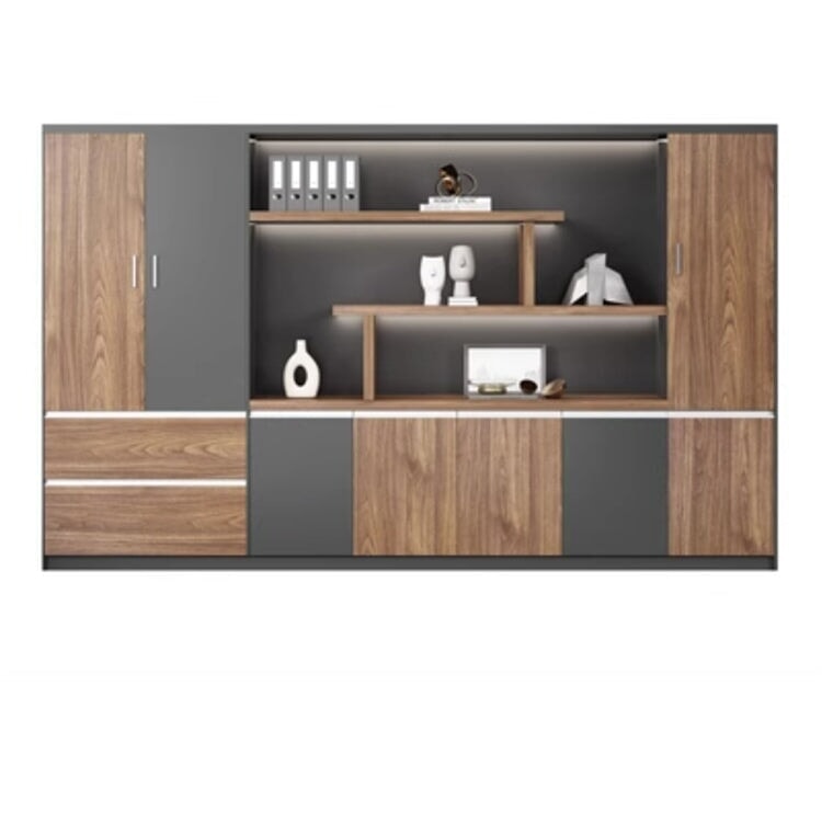 本棚 木製書庫 キャビネット 収納棚 オフィス家具 事務所 木製 収納 木目調 おしゃれ ウォールナット グレー ナチュラル カスタマイズ可能 CWG-039  CHICKAGU