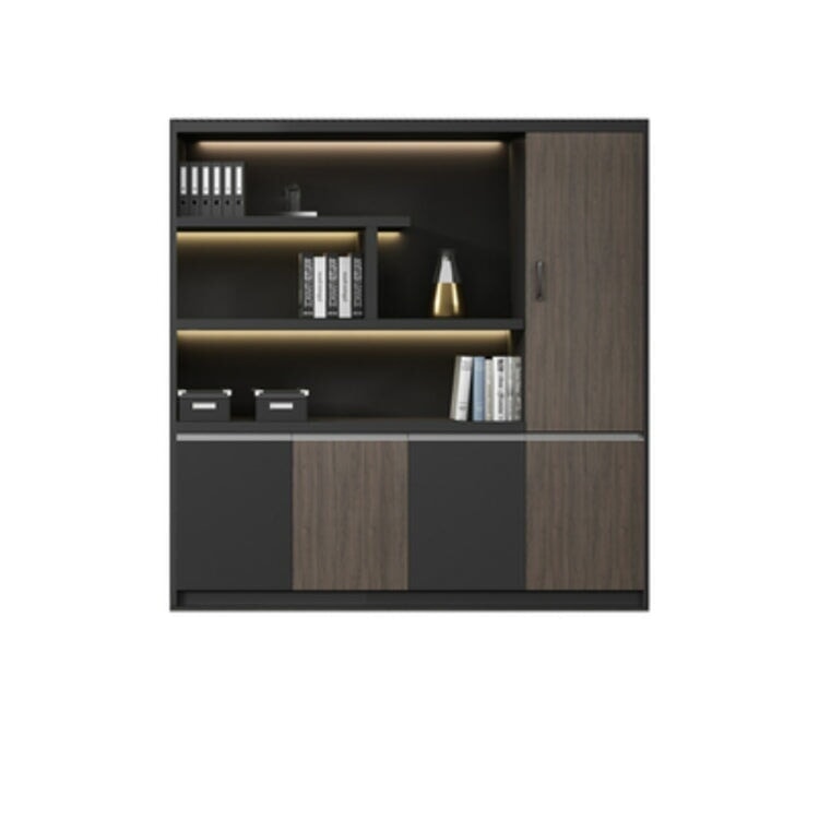 本棚 木製書庫 キャビネット 収納棚 オフィス家具 事務所 木製 収納 木目調 おしゃれ ウォールナット グレー ナチュラル カスタマイズ可能 CWG-039  CHICKAGU