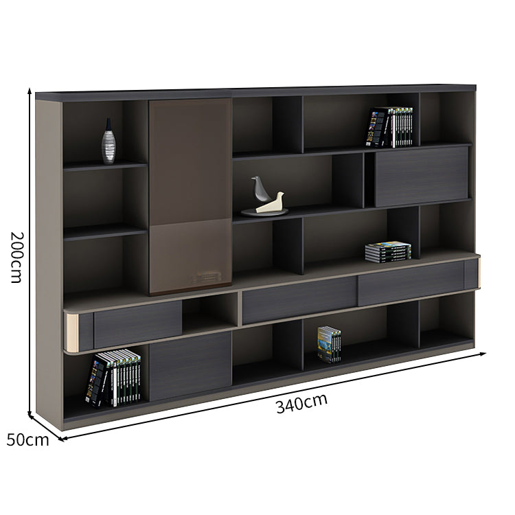 引き戸 省スペース オープン収納 扉付き収納 大容量 分類収納 収納キャビネット 収納棚 キャビネット 木目調 ダークトーン 落ち着き カスタマイズ可能 CWG-C009