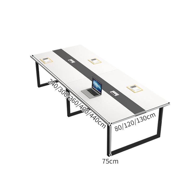 配線ボックス 洗練 木目調 シンプル 厚み オシャレ 事務机 大型オフィステーブル 商談テーブル ミーティング用テーブル 会社用 事務所用 ホワイト カスタマイズ可能 HYZ-C047 chickagu