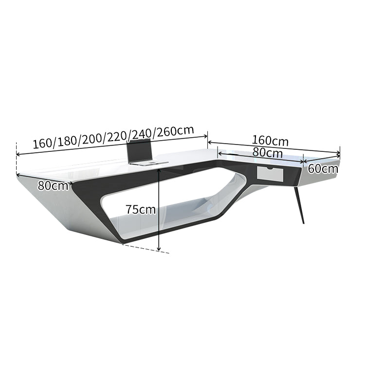 鏡面仕上げ ツヤ R仕上げ 丸み 配線ボックス 引き出し デスク エグゼクティブ 執務デスク 高級感 上質 おしゃれ ホワイト ブラック LBZ-C022