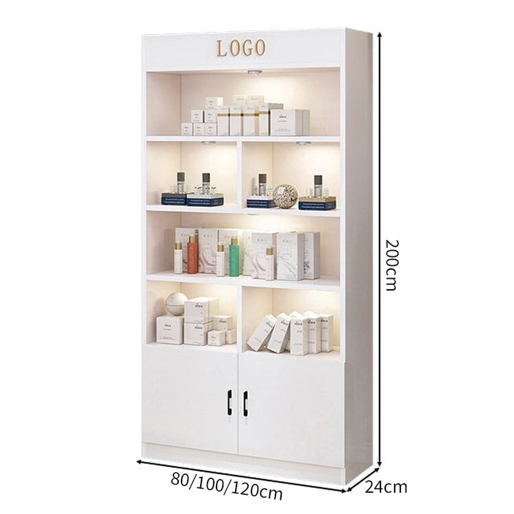 ライト付き 大容量 多段式 厚い棚板 仕切り 取っ手 蝶番 キャビネット 収納キャビネット 収納棚 実用的 シンプル ホワイト カスタマイズ可能 SNG-C030 chickagu