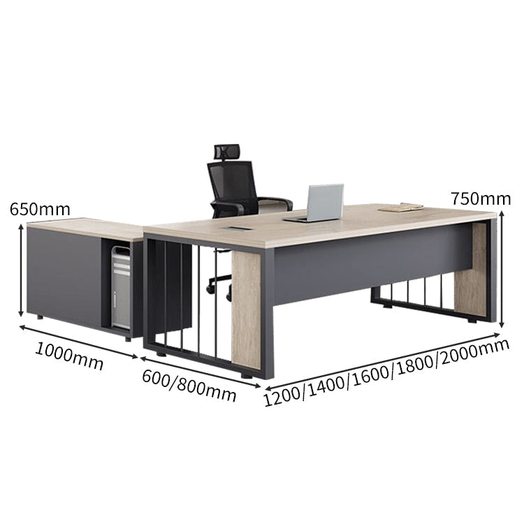 スチール脚 サイドキャビネット ㍶収納 エグゼクティブデスク オフィスデスク ワークデスク 役員デスク 幕板付き ナチュラル カスタマイズ可能 LBZ-C083 chickagu