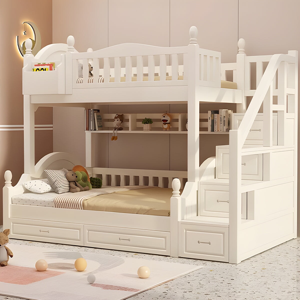 ベッド 2段 2段ベッド 子供用 ベッドガード 安全設計 天然木 すのこ はしご 取っ手 太い角柱 引き出し 収納ラック 丈夫 耐久性 シック SCC-C023 chickagu